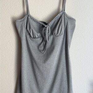 Gray Front Tie Romper Unitard